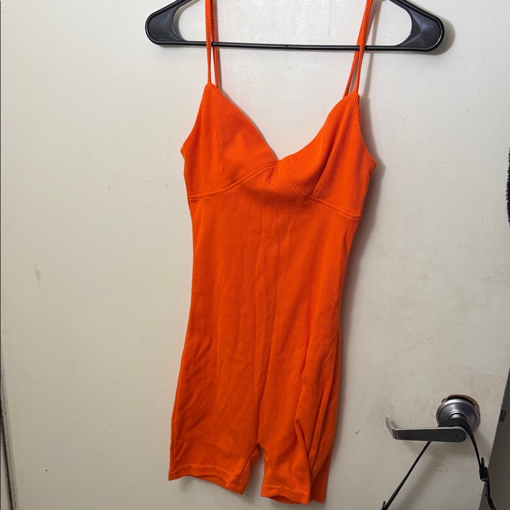 Orange Sleeveless Romper